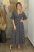 Vestido Longo Com Mangas 3/4 Joice Preto Com Flores na internet