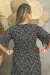 Vestido Longo Com Mangas 3/4 Joice Preto Com Flores - Fabril Center