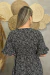 Vestido Longo Com Mangas 3/4 Joice Preto Com Flores