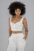 Top Cropped de Linho com Botões e Alças Off White - comprar online