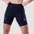 Bermuda de corrida feminina Authen Grit de 18cm, na cor preta, com detalhes em branco.