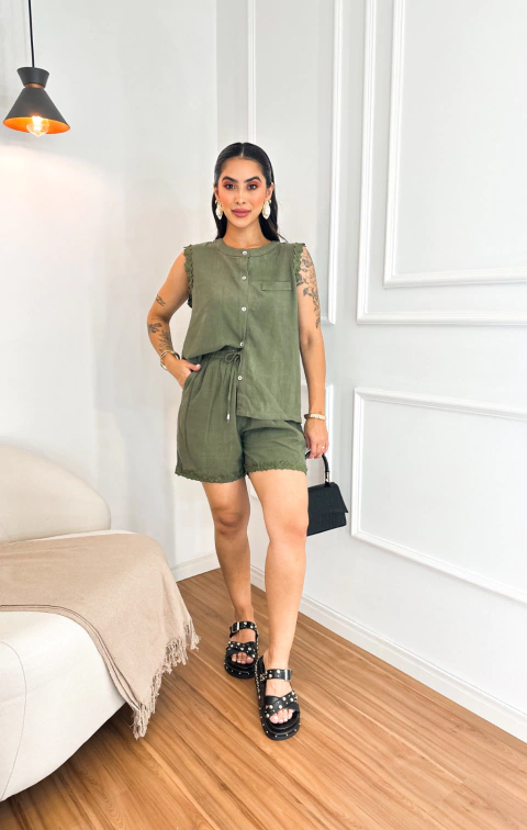 Conjunto Cecília Linho Verde - comprar online