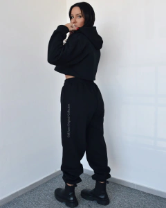 Pantalón tiro alto y ancho Negro (MS105FN) - Frizza Peinada - comprar online