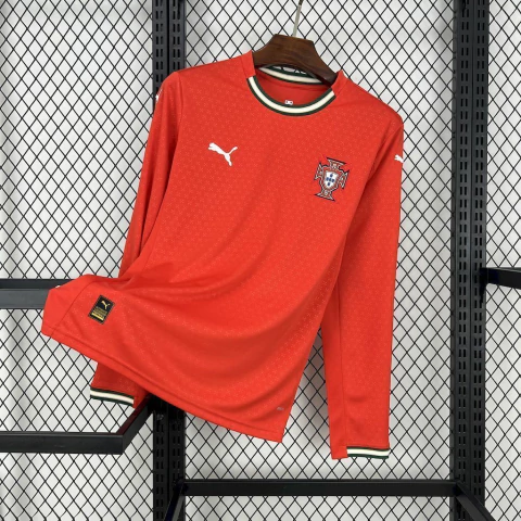 Camisa Seleção Portugal I 25/26 manga longa - Torcedor Puma Masculina - Vermelha - comprar online