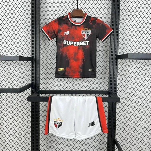 Kit Infantil São Paulo Third Away 24/25 Preto e Vermelho