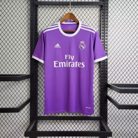 Camisa Retrô Real Madrid II 17/18 Away - Masculina Adidas - Roxa com Patch