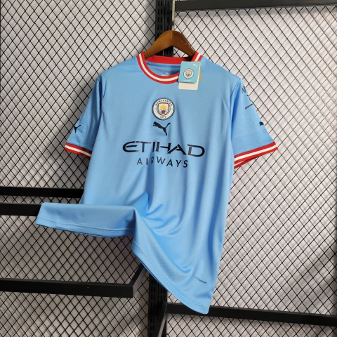 Camisa Europeia Manchester City Home 22/23 Torcedor Puma Masculina - Azul