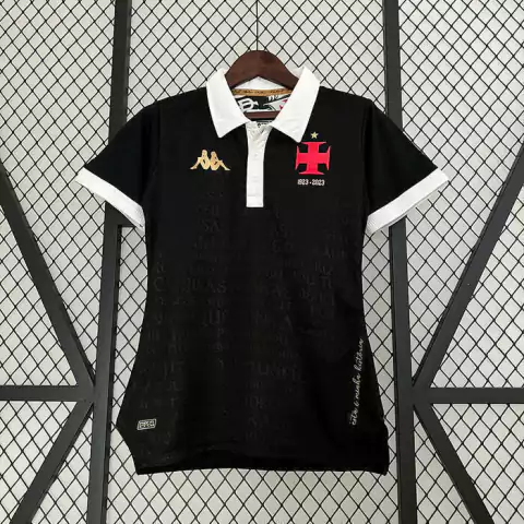 Camisa Vasco da Gama II 23/24 - Torcedor Kappa Feminina - Preta com detalhes em dourado