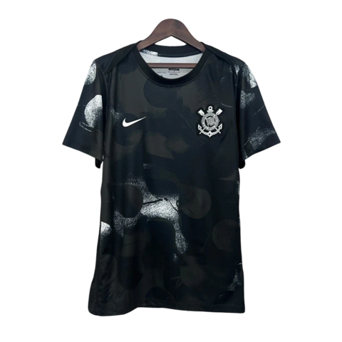 Camisa Corinthians Pré-jogo 25/26 - Torcedor Nike Masculina - Preta com detalhes em branco - comprar online