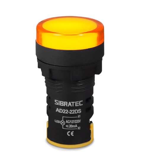 Sinaleiro LED AD22-Y Amarelo 220Vca Ø22mm - 9482