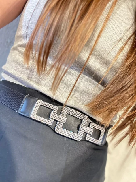 Cinto Faja Elastizada Eslabones Strass