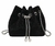 Cartera importada de gamuza negra con strass NEGRO, diseño de bolso bandolera para noche y fiesta.