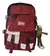 Mochila escolar impermeable color bordó con bolsillos delanteros y peluche de rana colgando en cadena
