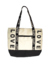 Bolso de mujer modelo Vicky, color beige con detalles en negro y cinta con la palabra "LOVE". Ideal para estudiantes y uso diario.
