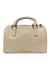 Cartera de mujer mini bolsa estilo barrel en color beige con textura de cocodrilo y asas cortas.