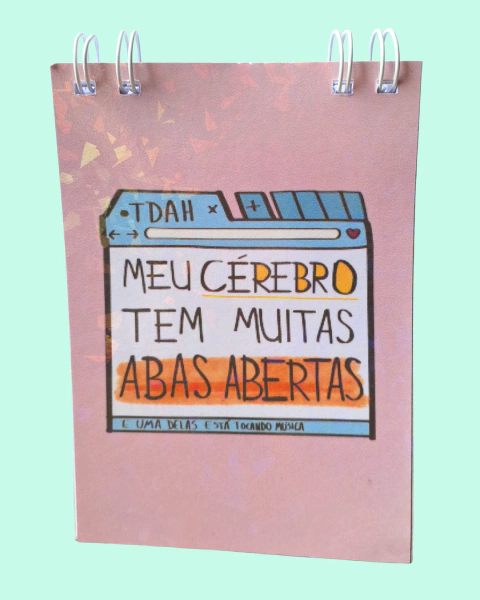 Bloco de Anotações Argolado TDAH Meu Cérebro Tem Muitas Abas Abertas - comprar online