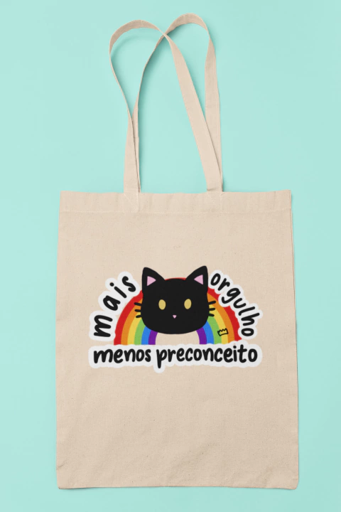 Ecobag Mais Orgulho, Menos Preconceito - Gatinho Bandeira Arco Íris LGBTQ+ - comprar online