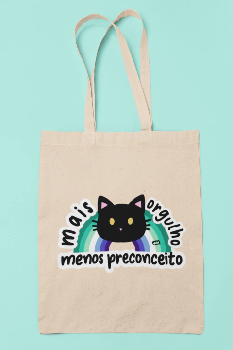 Ecobag Mais Orgulho, Menos Preconceito - Gatinho Bandeira Gay LGBTQ+ - comprar online