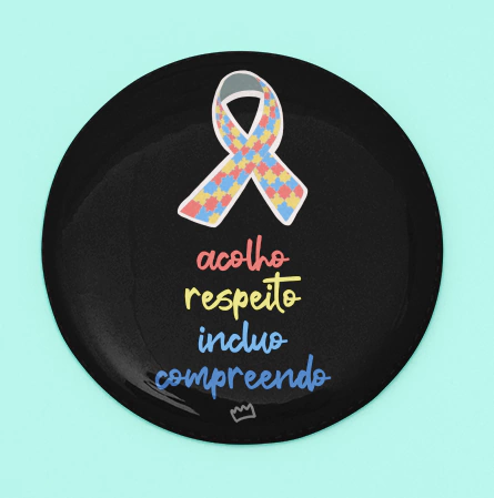 Botton 02 de Abril: Acolho, respeito, incluo, compreendo autismo - laço quebra cabeça - comprar online