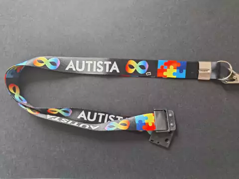 Cordão Autista Quebra Cabeça e Infinito Preto