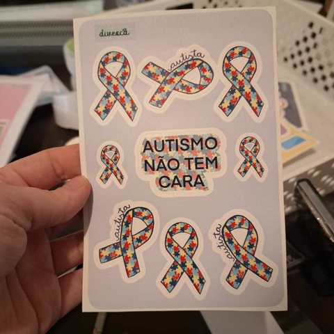 Cartela de Adesivos Autismo Quebra Cabeça