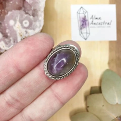 ANILLO REGULABLE DE AMATISTA_ HECHO EN ALPACA