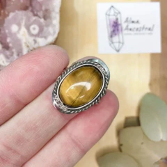 ANILLO REGULABLE DE OJO DE TIGRE _ HECHO EN ALPACA