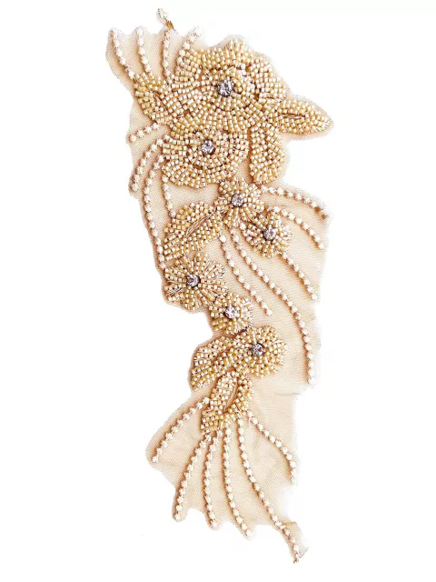 Aplique Mediano Flores con canutillos Rosa