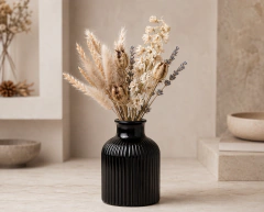Florero Rayado Negro 10cm