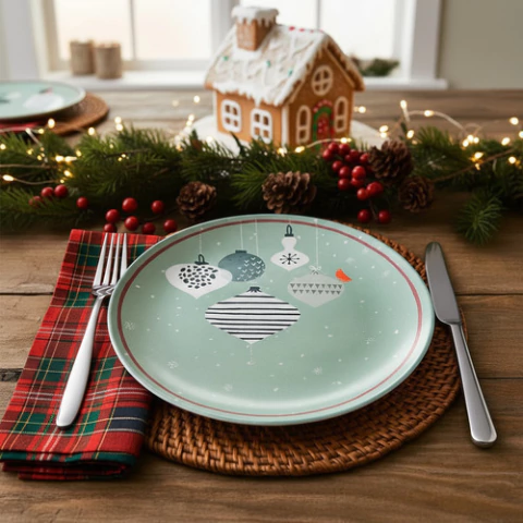 Jogo 4 Pratos Natalino Cerâmica Porto Brasil Mesa Posta