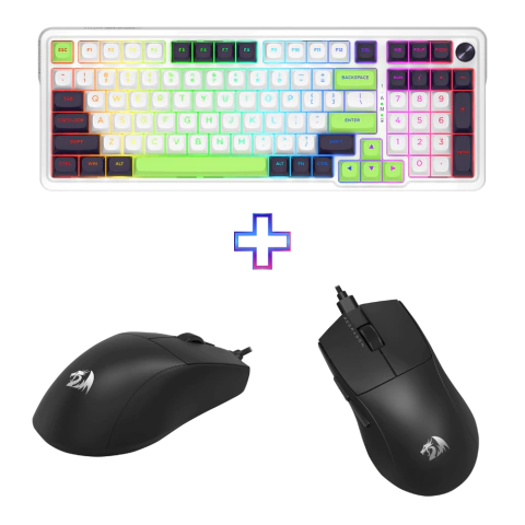KIT111 TECLADO REDRAGON EISA K686WGB-RGB-MAX + MOUSES CON CABLE REDRAGON KING - M724 NEGRO