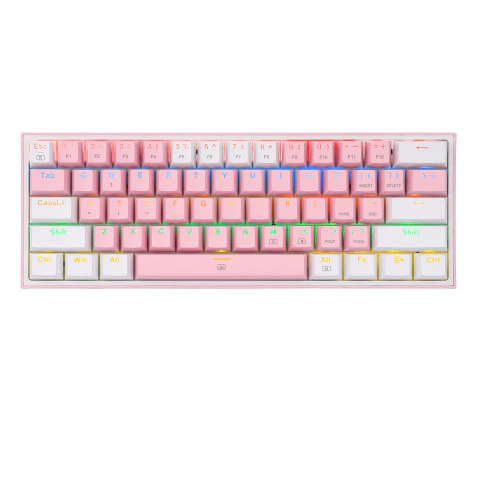TECLADOS REDRAGON FIZZ CABLEADO RGB K617CT-RGB ROSA/BLANCO