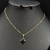Conjunto Colar e Brinco Folheado Dourado Trevo Preto - M02 - comprar online