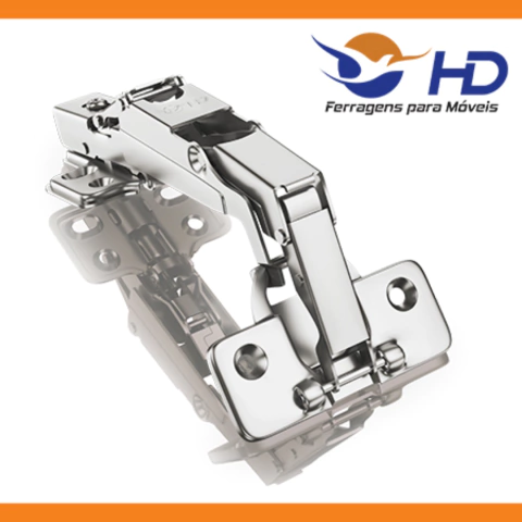 Dobradiça Caneco 35x 11,3mm Clip-On 1650 com Pistão Curva - HD Ferragens