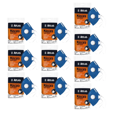 Kit Máscara de Feltro Poeira e Névoa PFF2 com Válvula Atlas com 10un