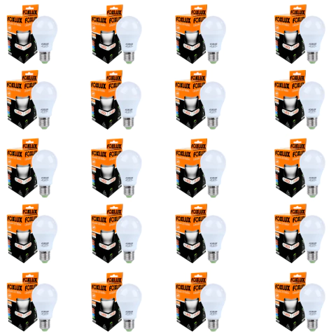 Kit Lâmpada Led Bulbo 9w 6500k Bivolt Foxlux com 20un