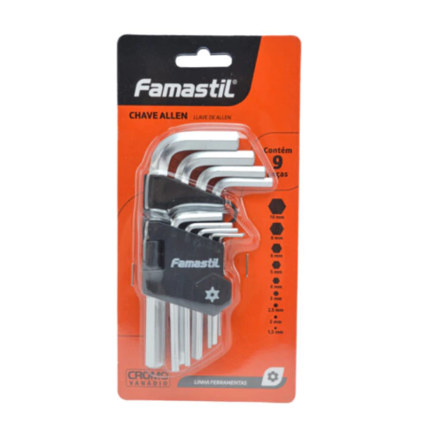 Kit Chave Allen Curta com 9 Peças Famastil