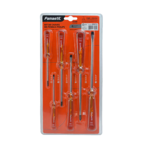 Kit de Chave de Fenda e Philips Famastil com 6 peças