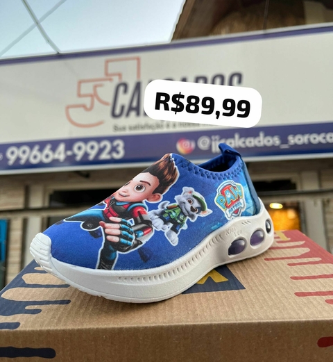 Tenis Infantil Led Sem Cadarço - Patrulha Canina