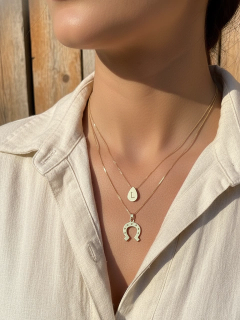 Mix Colar Gota Personalizada e Ferradura - comprar online