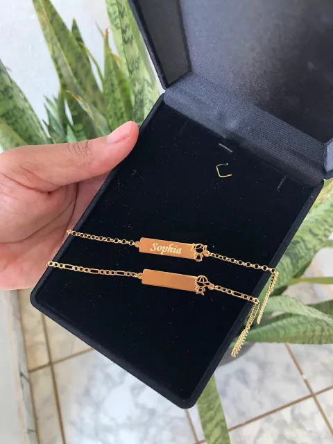 Pulseira Infantil Menina (o) Banhada a Ouro