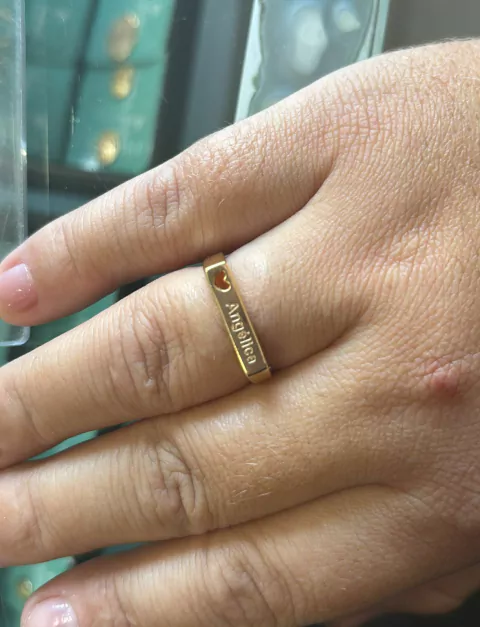 Anel chapinha Personalizado Coração Vazado Banhado a Ouro - comprar online