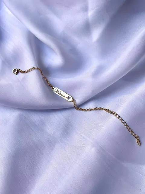 Pulseira Infantil Coração Vazado Banhado a Ouro