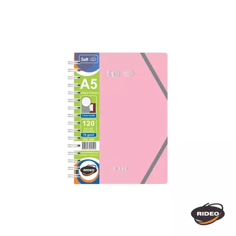 Cuaderno A5 Rayado Soft 3 Solapas - Rideo - Rosa
