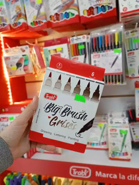Marcadores Big Brush grises x6-trabi