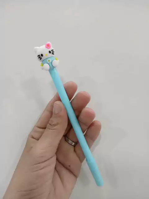 Lapicera fantasy-hello kitty celeste