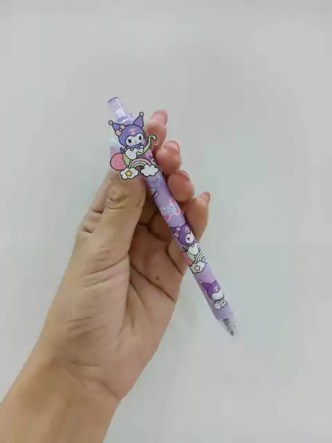 Lapicera tinta azul-kuromi arcoiris