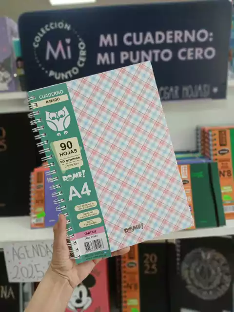 Cuaderno cuadrille t/p-rome-A4-hojas rayadas-celeste