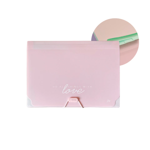 a4Clasificador fuelle 9 divisiones pastel Rosa por fuera y Aqua por Dentro - FW