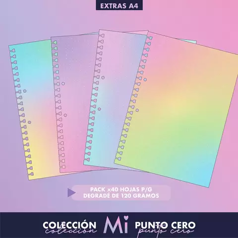 Mi PC ♥ Repuesto A4 con puntos guía DEGRADÉ x40 hojas de 120 gramos - Punto Cero